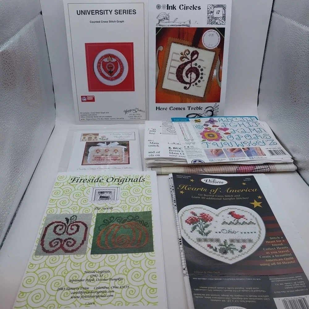 Miscellaneous Crosstitch Patterns Lot Of 7+ Ohio State University Angels Treble
